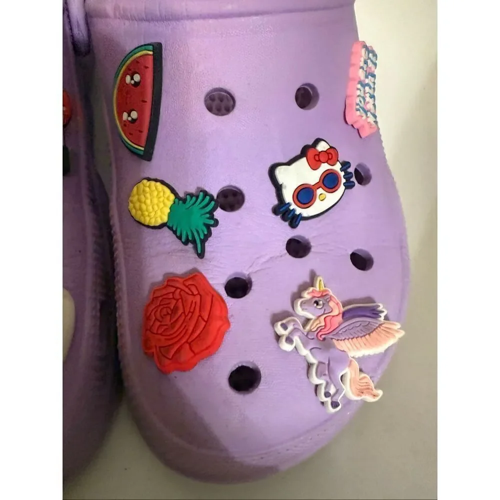 Crocs Big Girls Jibbitz Charms Classic Clog Sandals Purple Size 34
